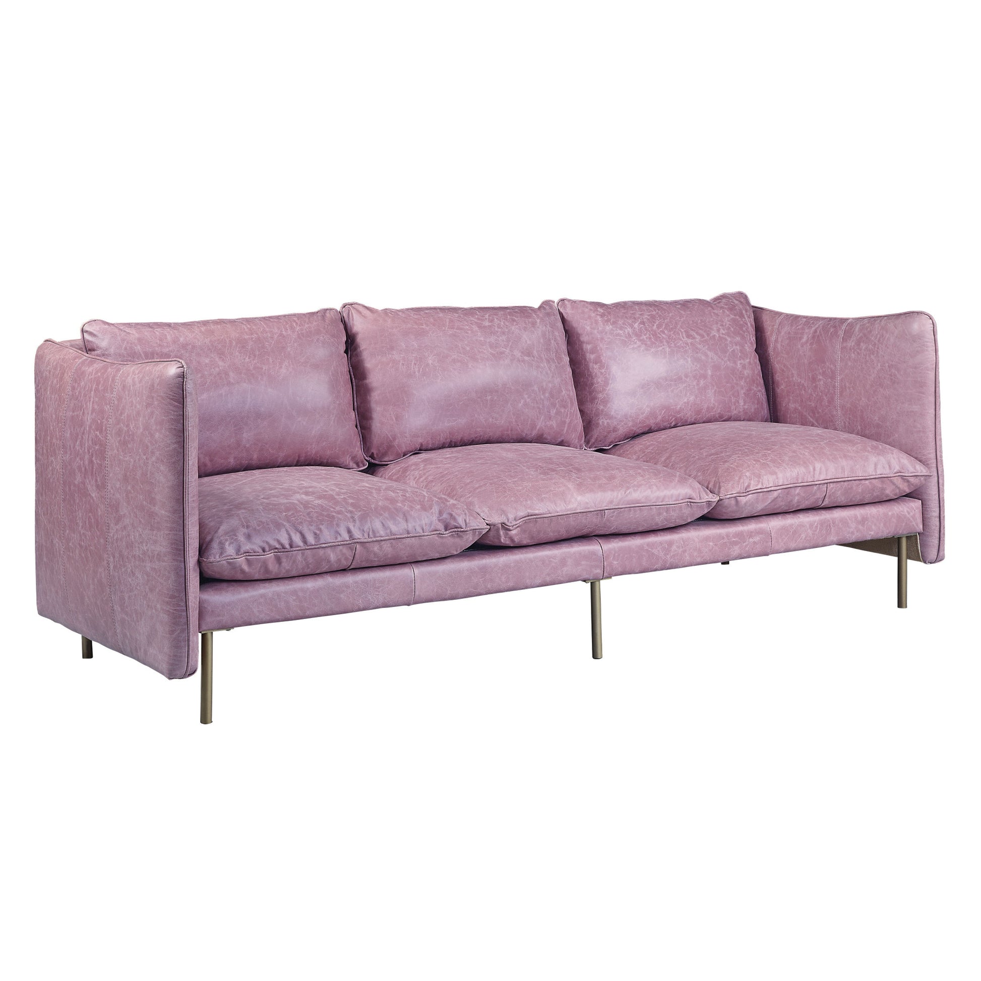 91" Wisteria Top Grain Leather And Black Sofa By Homeroots | Sofas | Modishstore