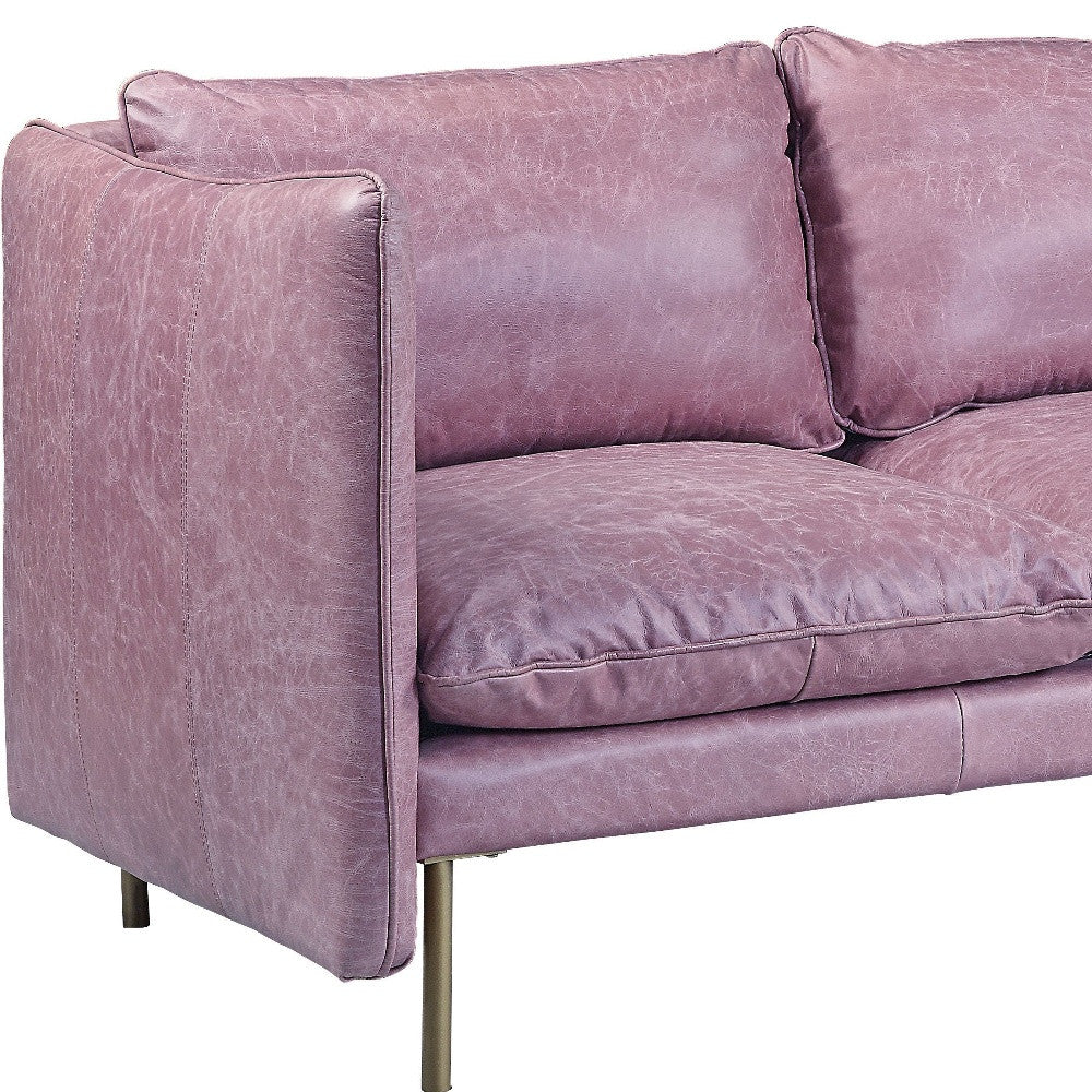 91" Wisteria Top Grain Leather And Black Sofa By Homeroots | Sofas | Modishstore - 5