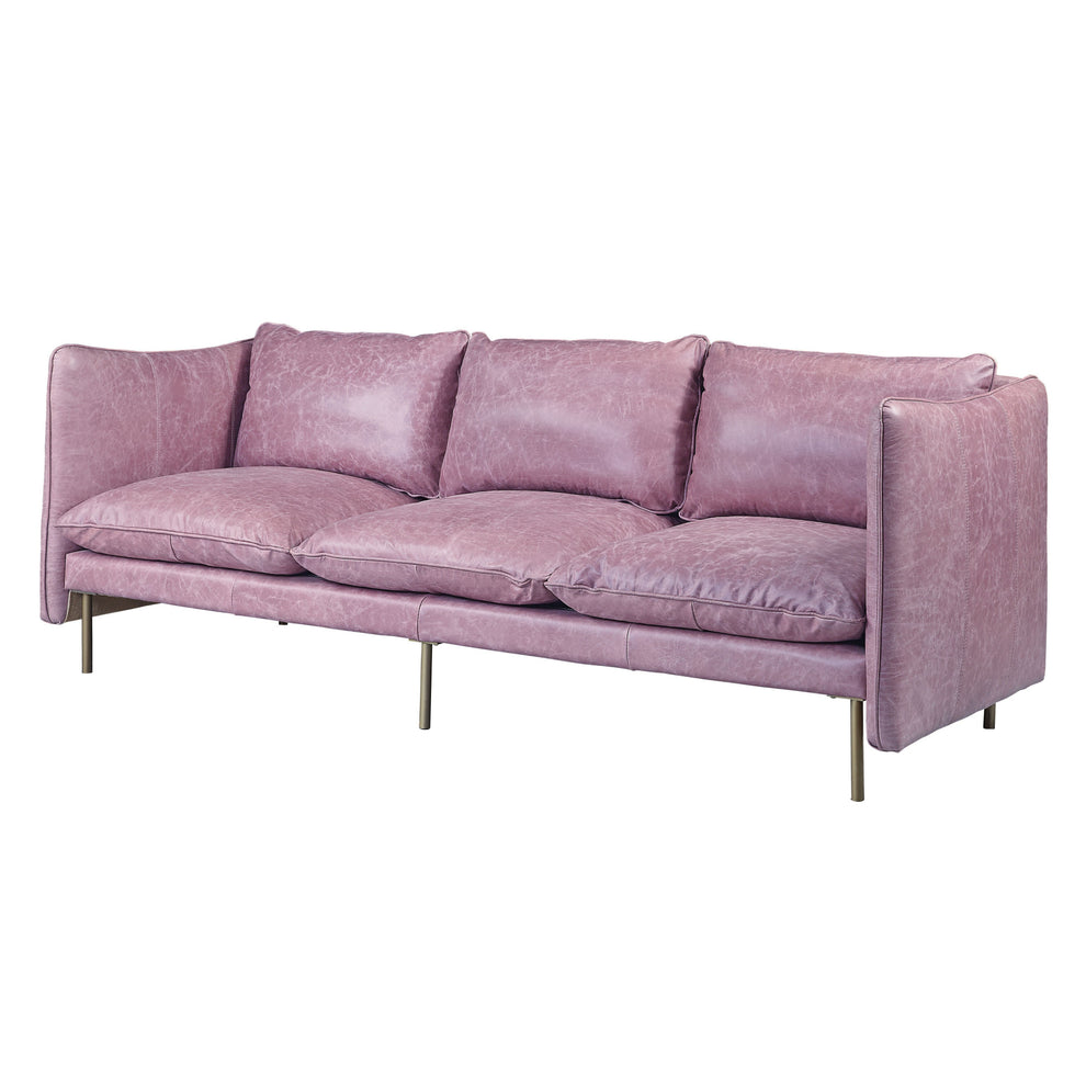 91" Wisteria Top Grain Leather And Black Sofa By Homeroots | Sofas | Modishstore - 2