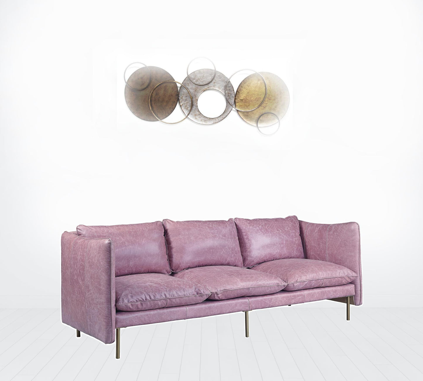 91" Wisteria Top Grain Leather And Black Sofa By Homeroots | Sofas | Modishstore - 3