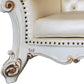 96" Champagne Faux Leather And Pearl Sofa With Five Toss Pillows By Homeroots