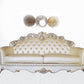96" Champagne Faux Leather And Pearl Sofa With Five Toss Pillows By Homeroots