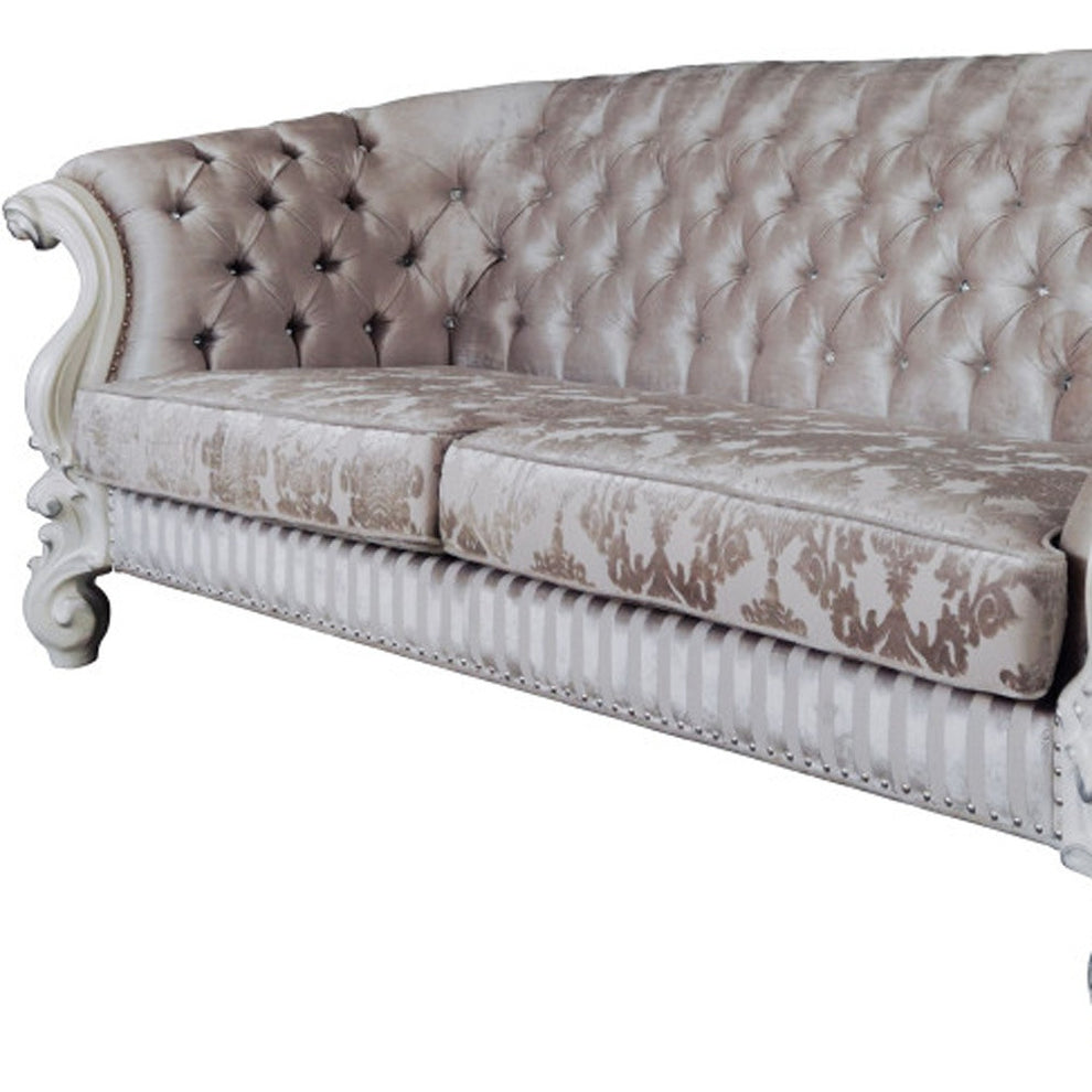 99" Ivory Velvet And Bone Sofa With Seven Toss Pillows By Homeroots | Sofas | Modishstore - 4