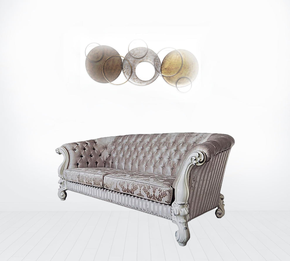 99" Ivory Velvet And Bone Sofa With Seven Toss Pillows By Homeroots | Sofas | Modishstore - 2