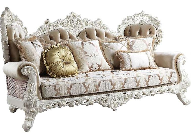 97" Fabric Polyester And White Sofa With Seven Toss Pillows By Homeroots | Sofas | Modishstore - 3