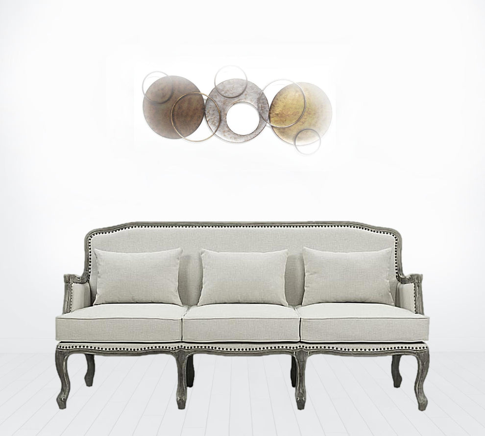 76" Cream Linen And Brown Sofa By Homeroots | Sofas | Modishstore - 2