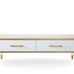 47" White Gold and Faux Stone Rectangular Coffee Table With Drawer By Homeroots