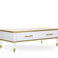 47" White Gold and Faux Stone Rectangular Coffee Table With Drawer By Homeroots | Coffee Tables | Modishstore - 3