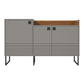 Manhattan Comfort Loft 62.59 Modern Buffet Stand with Safety Display Shelf and Steel Legs in Grey and Wood | Sideboards | Modishstore