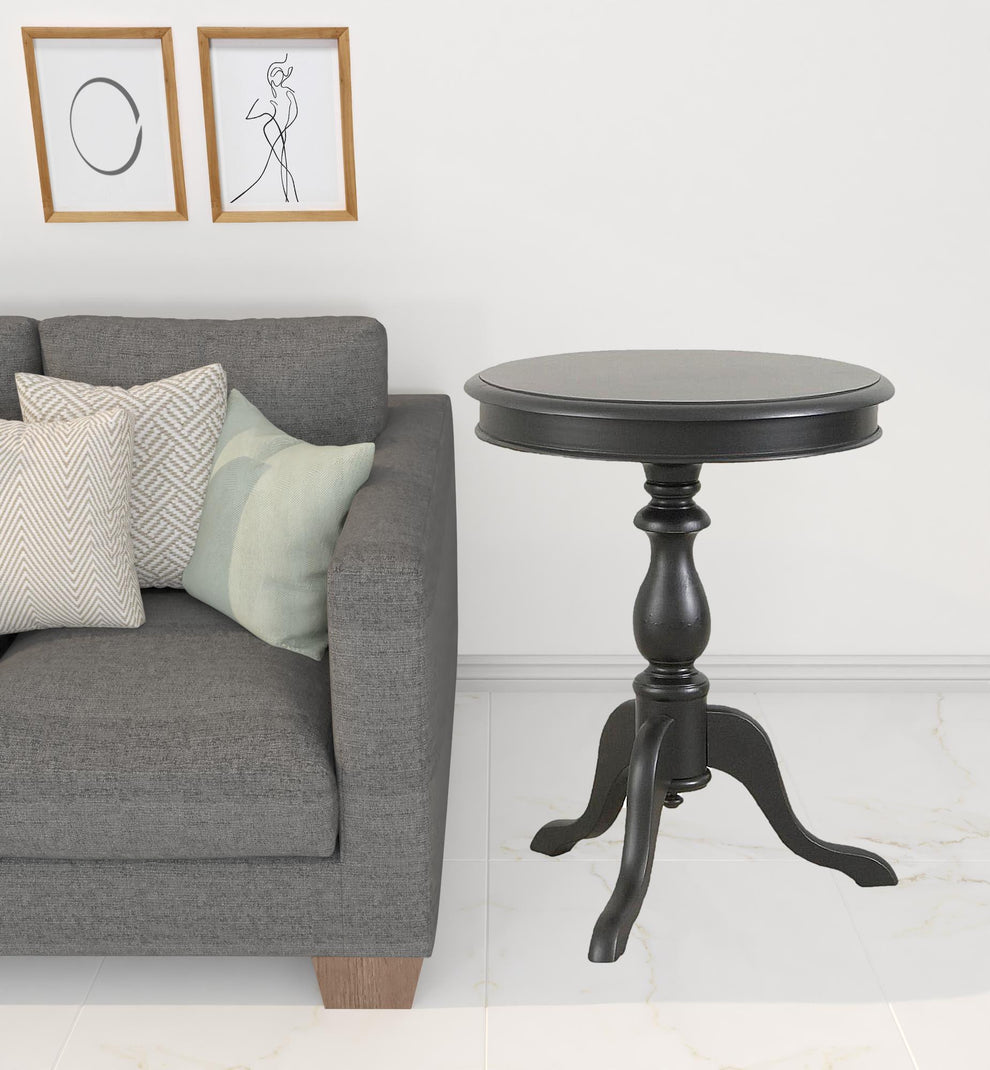 25" Black Manufactured Wood Round End Table By Homeroots | End Tables | Modishstore - 2