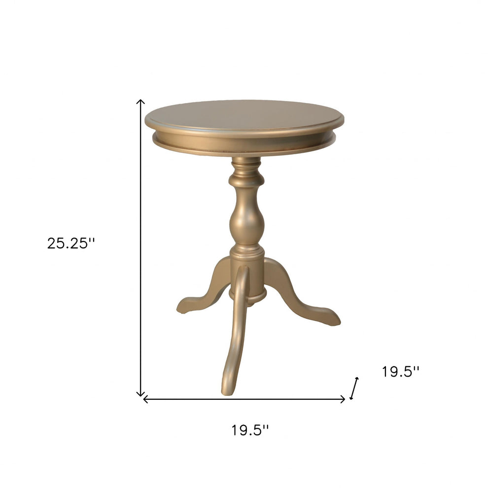25" Champagne Manufactured Wood Round End Table By Homeroots | End Tables | Modishstore - 5