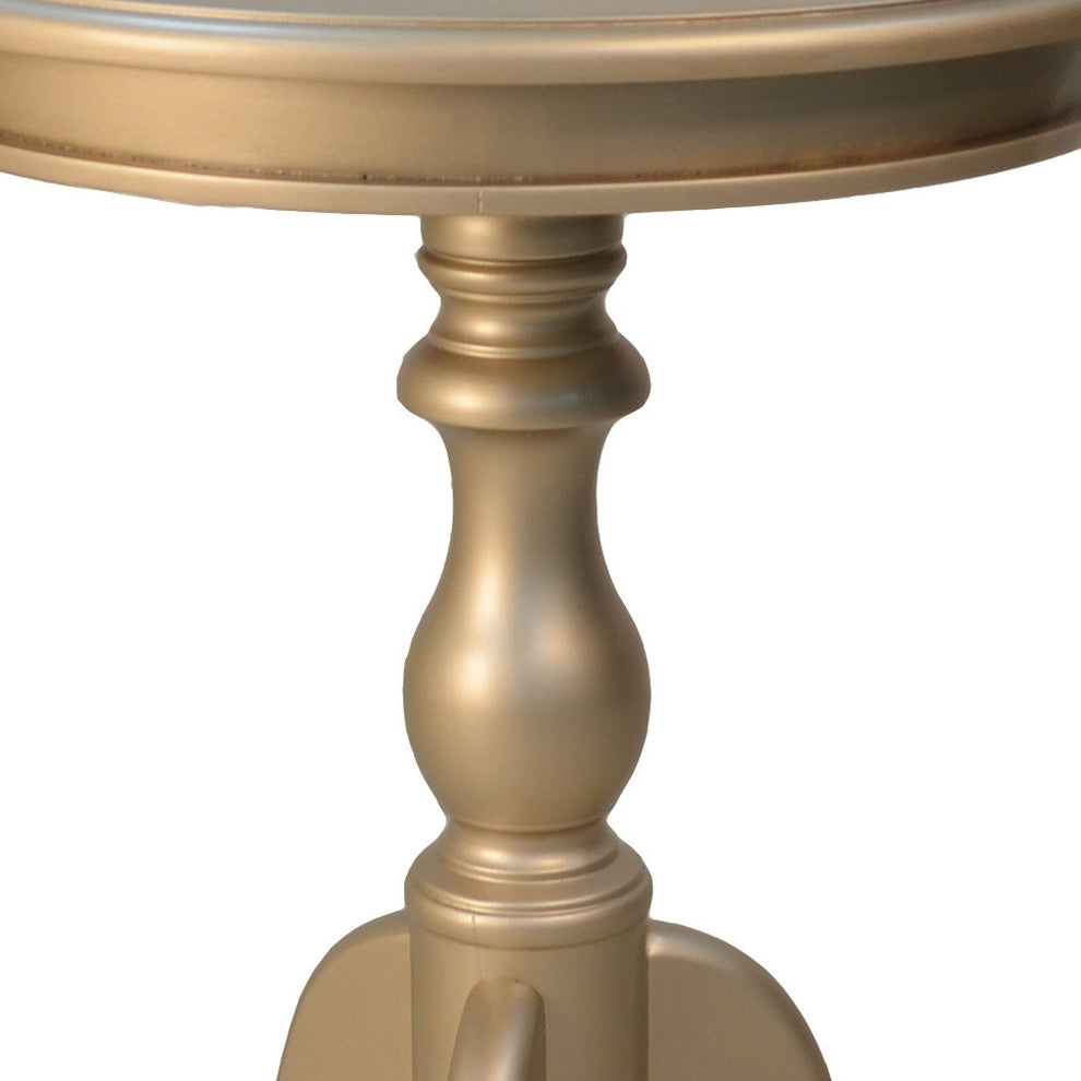25" Champagne Manufactured Wood Round End Table By Homeroots | End Tables | Modishstore - 3