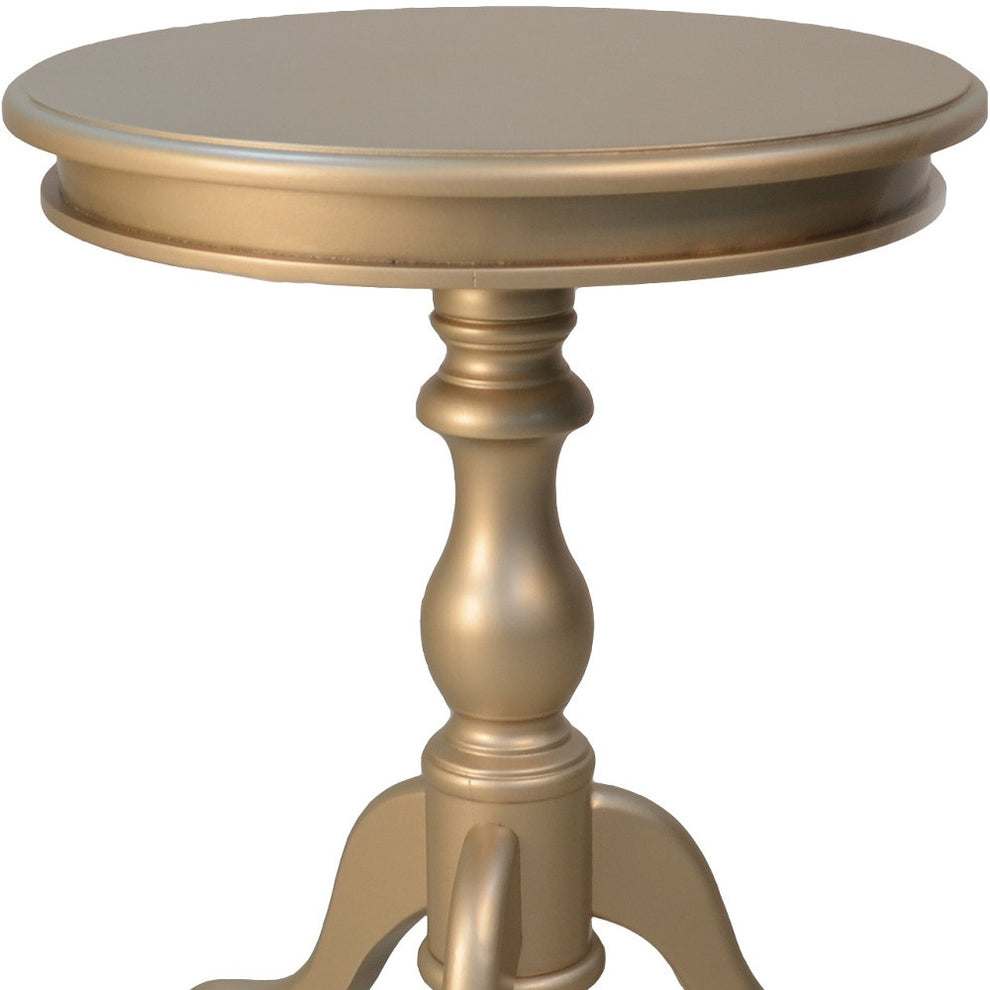 25" Champagne Manufactured Wood Round End Table By Homeroots | End Tables | Modishstore - 4
