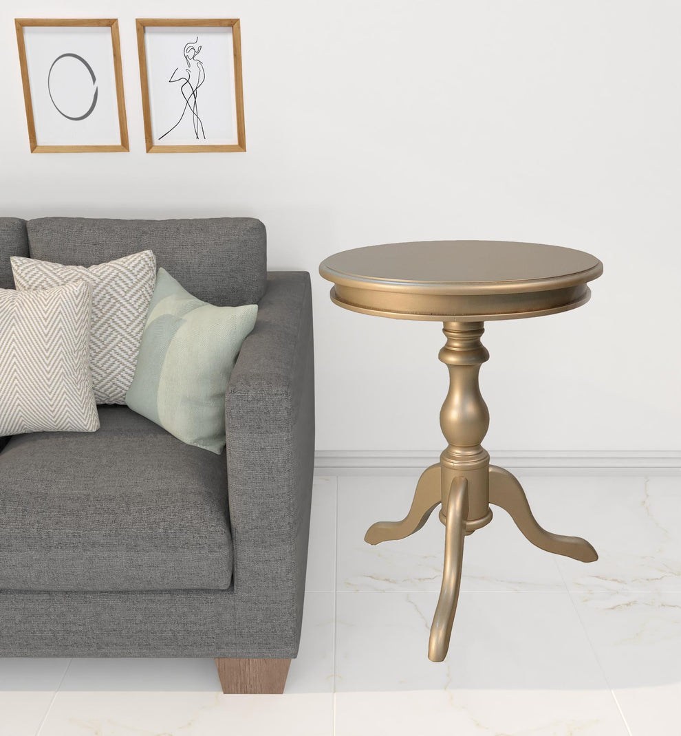 25" Champagne Manufactured Wood Round End Table By Homeroots | End Tables | Modishstore - 2