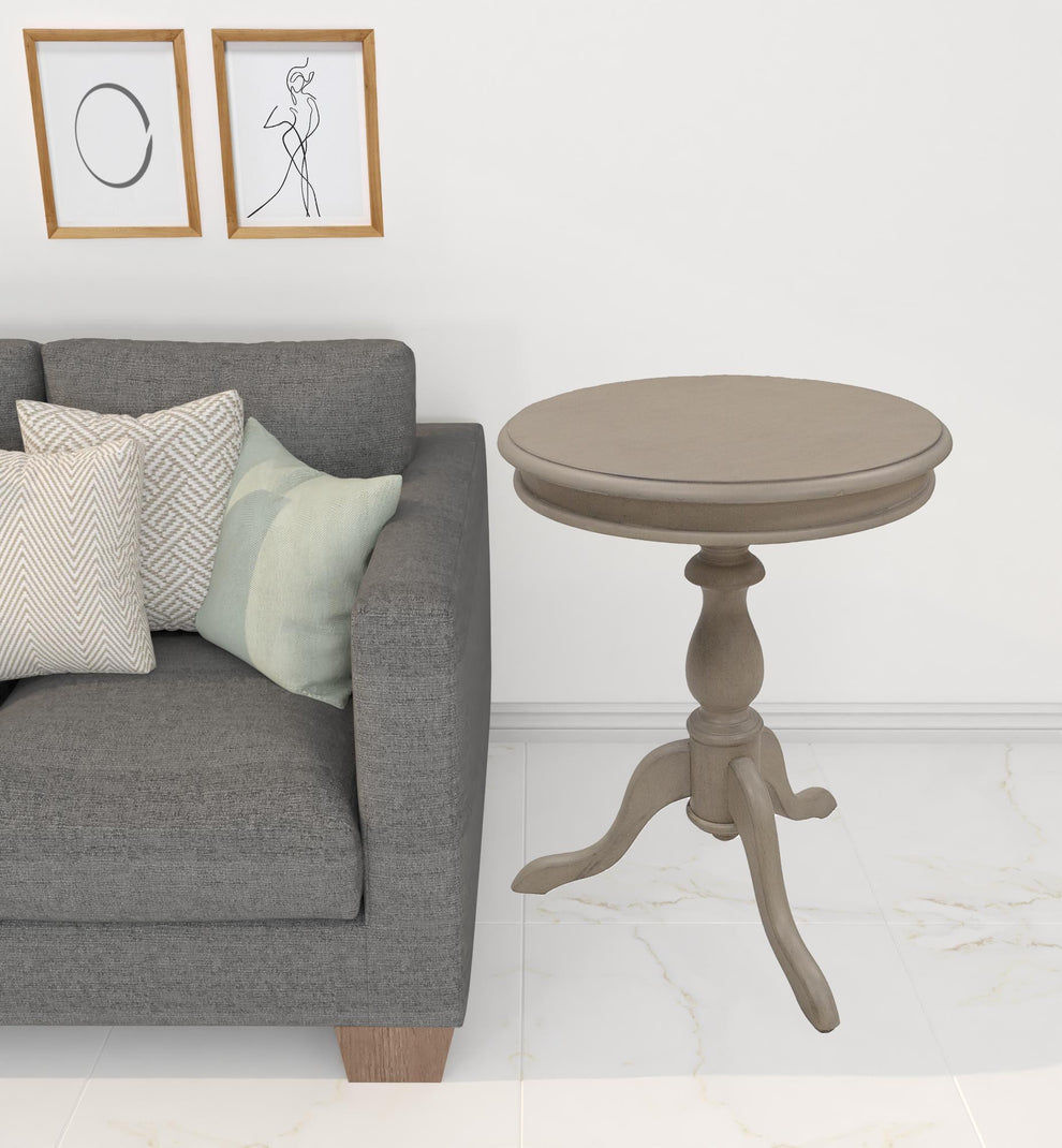 25" Taupe Gray Manufactured Wood Round End Table By Homeroots | End Tables | Modishstore - 2