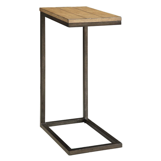 25" Black And Oak Solid Wood Rectangular End Table By Homeroots