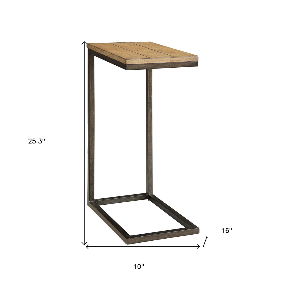 25" Black And Oak Solid Wood Rectangular End Table By Homeroots | End Tables | Modishstore - 5