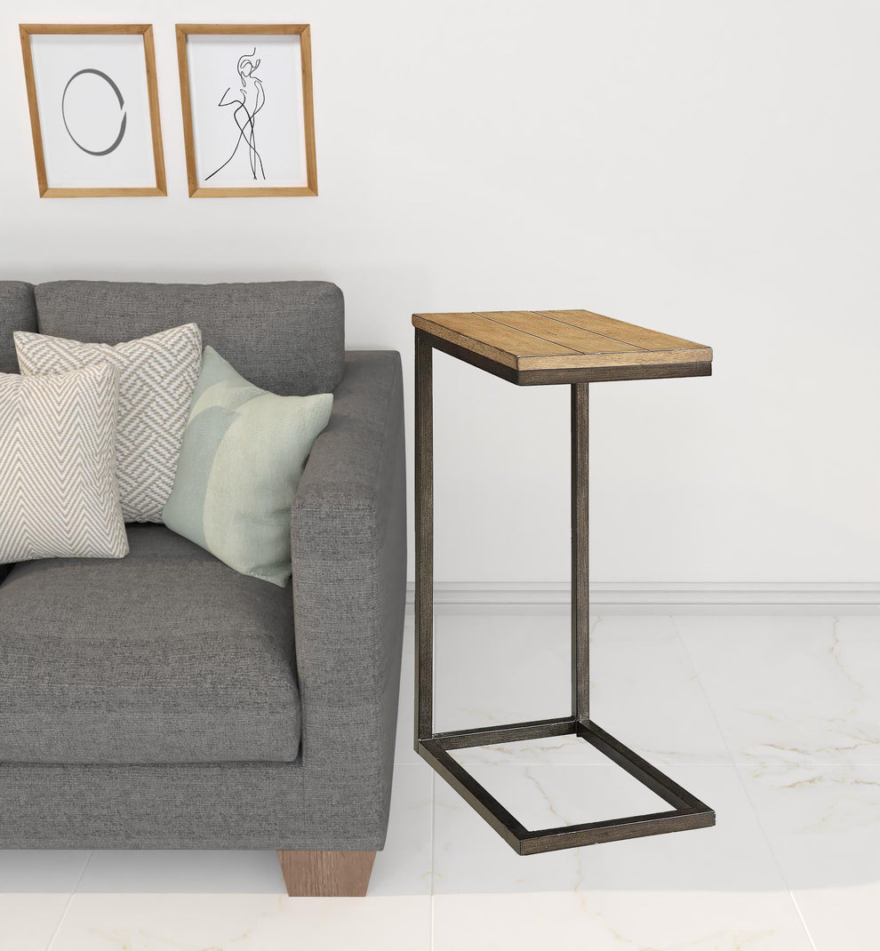 25" Black And Oak Solid Wood Rectangular End Table By Homeroots | End Tables | Modishstore - 2