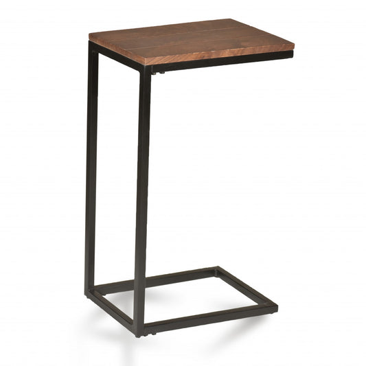 25" Black And Chestnut Solid Wood Rectangular End Table By Homeroots