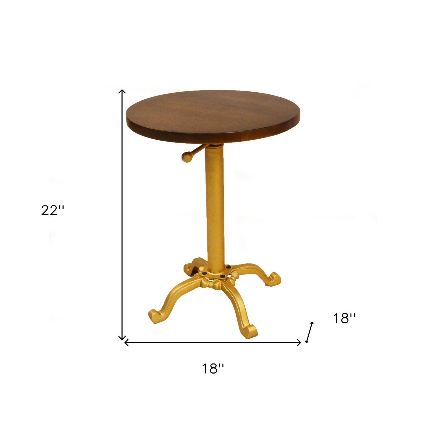 22" Gold And Elm Solid Wood Round End Table By Homeroots | End Tables | Modishstore - 5