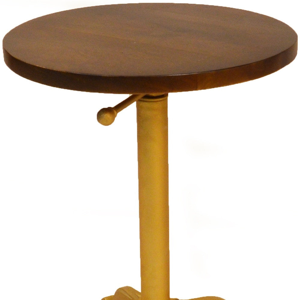 22" Gold And Elm Solid Wood Round End Table By Homeroots | End Tables | Modishstore - 4