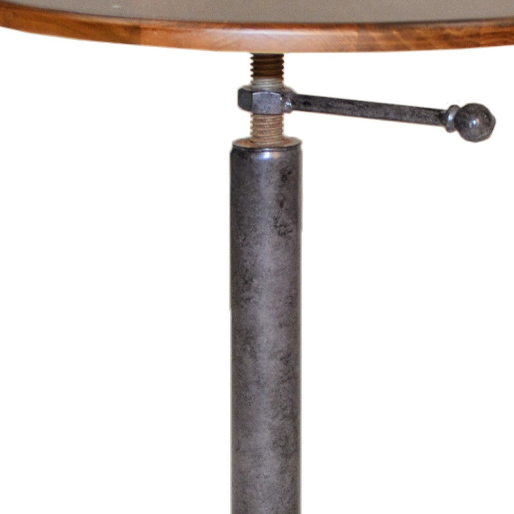 22" Industrial And Chestnut Solid Wood Round End Table By Homeroots | End Tables | Modishstore - 3