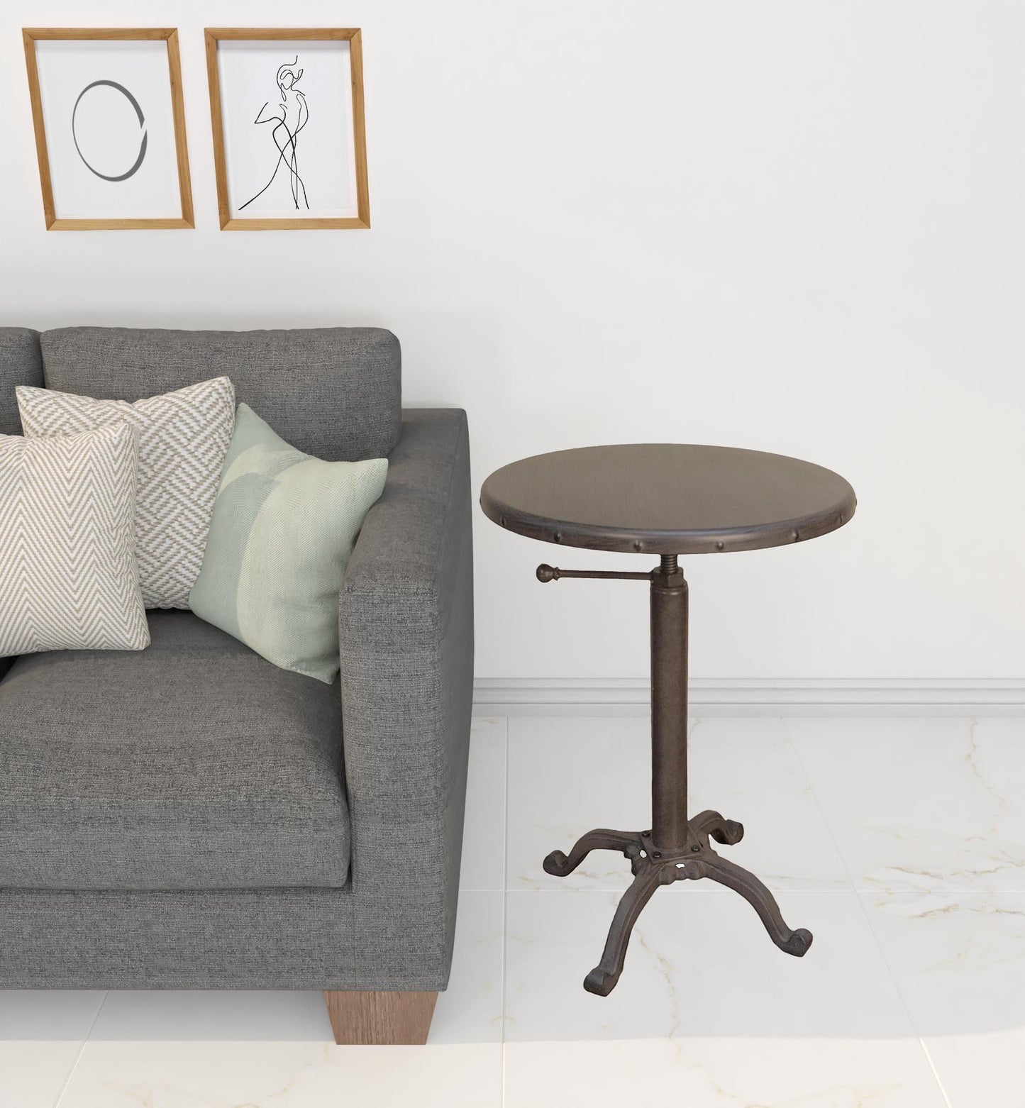 22" Industrial And Inustrial Iron Round End Table By Homeroots | End Tables | Modishstore - 2