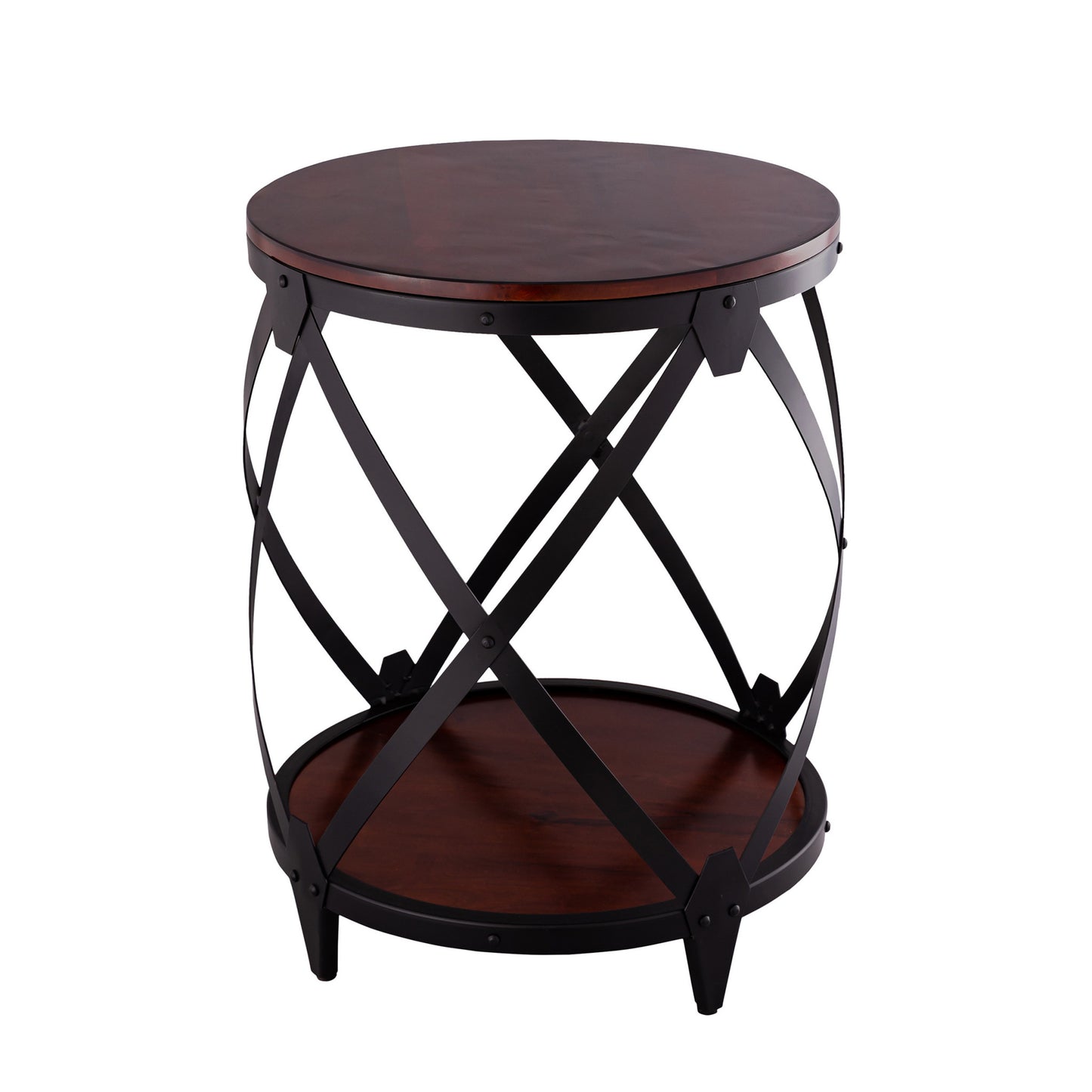 26" Black And Chestnut Solid Wood Round End Table By Homeroots | End Tables | Modishstore