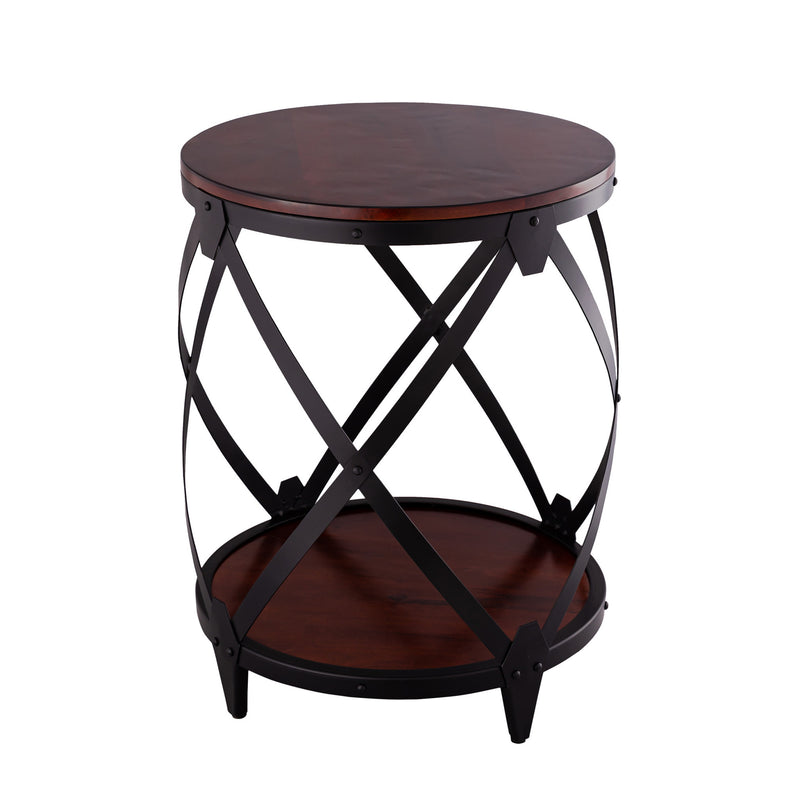 26" Black And Chestnut Solid Wood Round End Table By Homeroots | End Tables | Modishstore