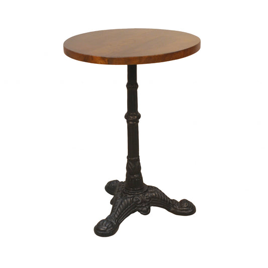 28" Black And Chestnut Solid Wood Round End Table By Homeroots