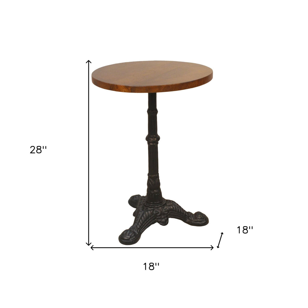 28" Black And Chestnut Solid Wood Round End Table By Homeroots | End Tables | Modishstore - 5