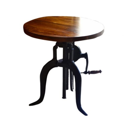 19" Black And Chestnut Solid Wood Round End Table By Homeroots