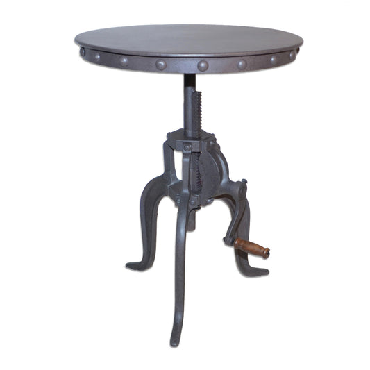 19" Inndustrial And Industrial Metal Round End Table By Homeroots