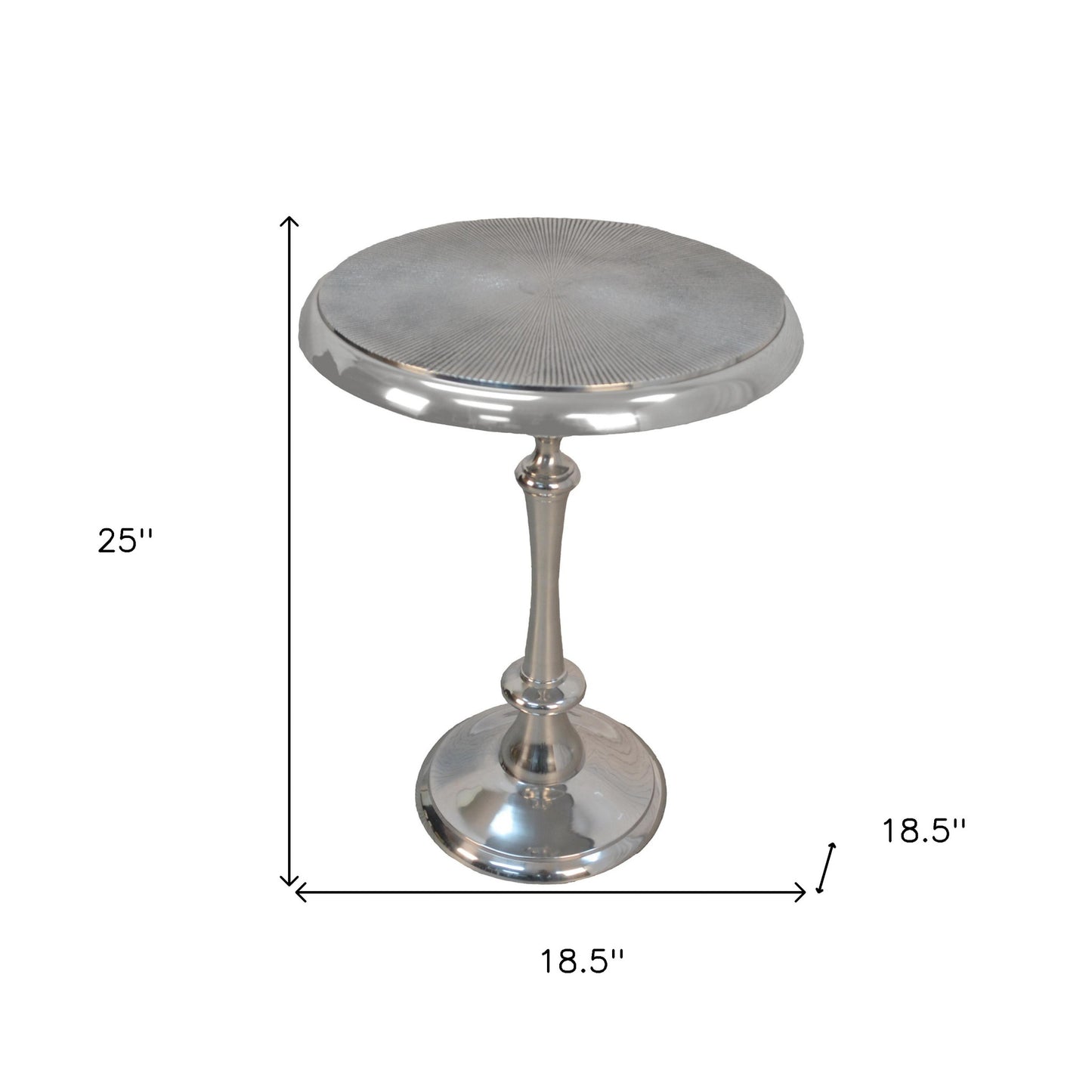 25" Aluminum Metal Textured Round Top End Table By Homeroots