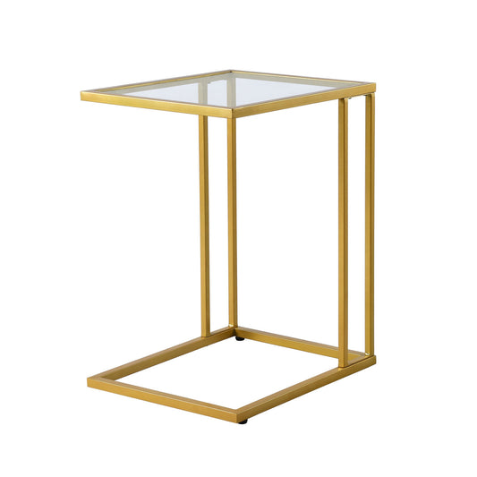 25" Gold And Clear Glass Square End Table By Homeroots