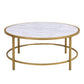 36" White And Gold Faux Marble Round Coffee Table By Homeroots | Coffee Tables | Modishstore