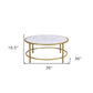36" White And Gold Faux Marble Round Coffee Table By Homeroots