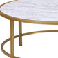 36" White And Gold Faux Marble Round Coffee Table By Homeroots | Coffee Tables | Modishstore - 3