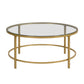 36" Gold And Clear Glass Round Coffee Table By Homeroots | Coffee Tables | Modishstore