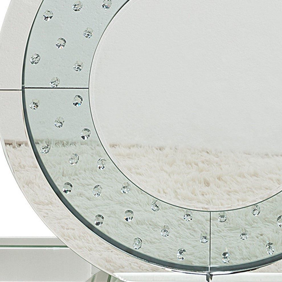 47" Silver Mirrored Glass Pedestal Console Table By Homeroots | Console Tables | Modishstore - 3