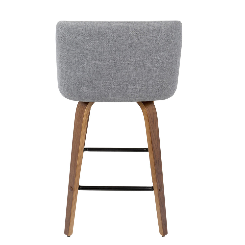 Toriano Mid-Century Modern Counter Stool in Walnut and Blue Fabric By LumiSource - Set of 2 | Counter Stools | Modishstore - 40