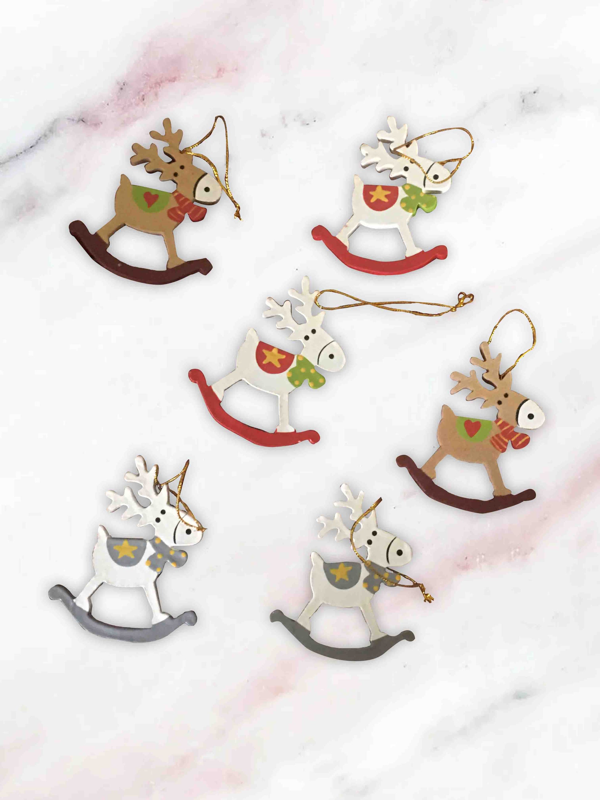 Rocking Reindeer-Set of 5 ornaments- By Artisan Living-ALX106-2