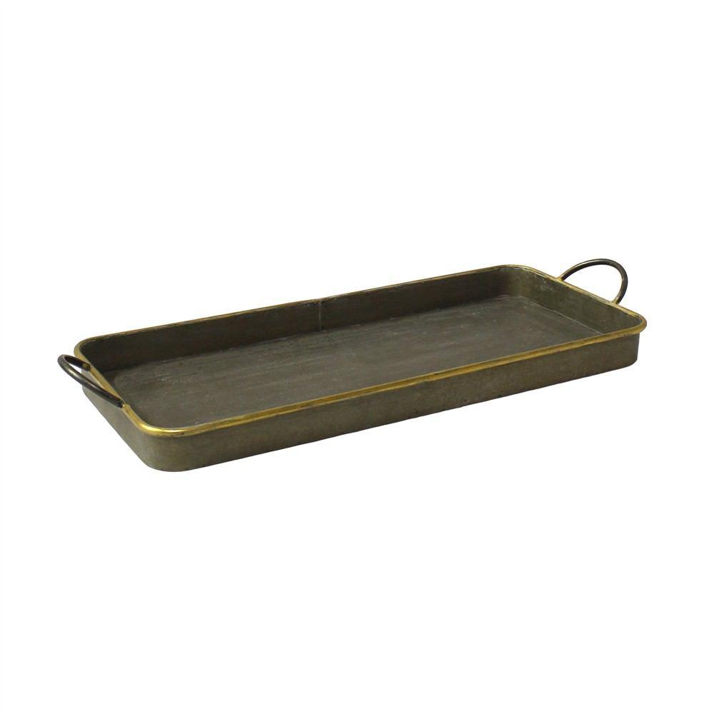 HomArt Archer Galvanized Trays - Set of 3 - Galvanized with Gold Rim-4