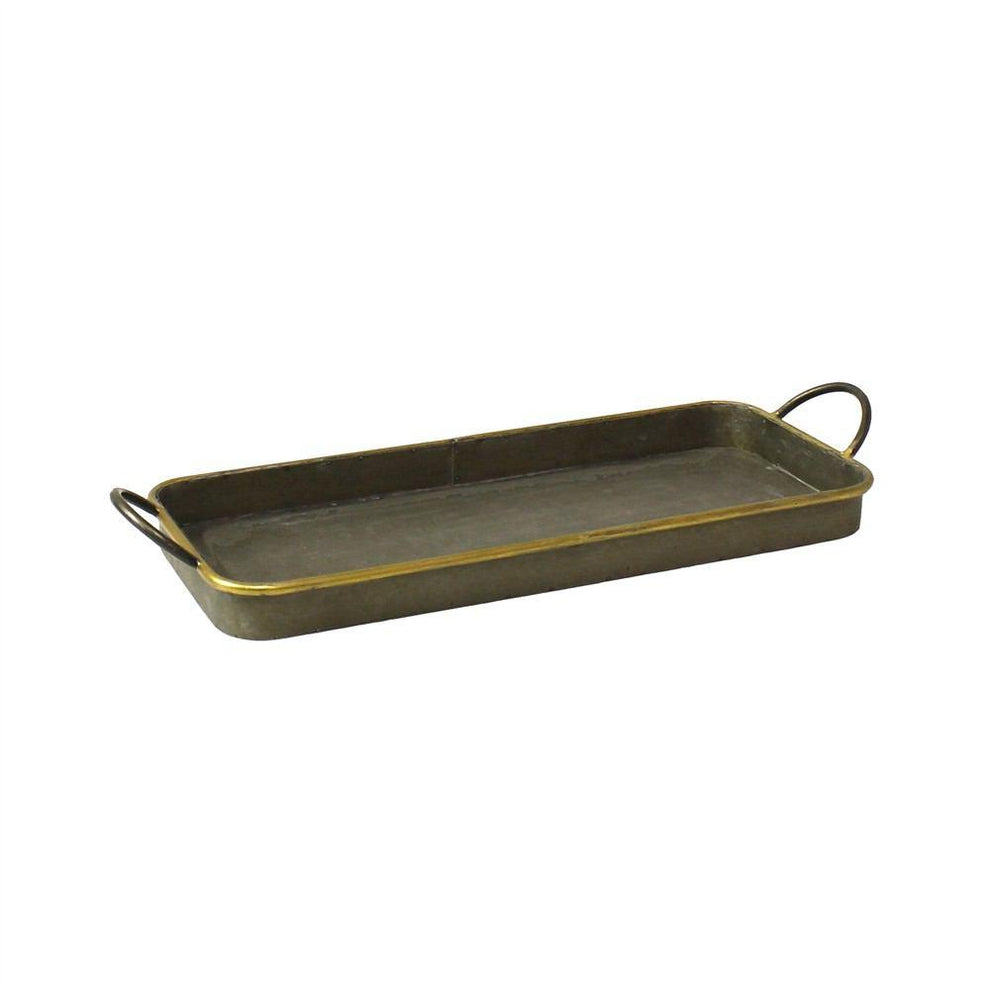 HomArt Archer Galvanized Trays - Set of 3 - Galvanized with Gold Rim-5