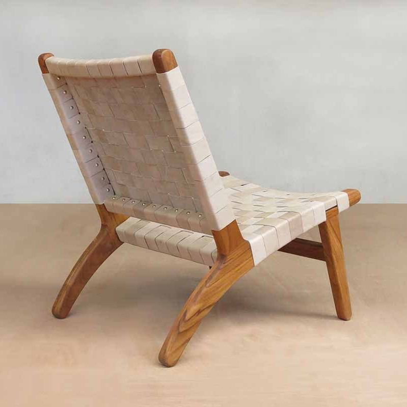 Masaya Lounge Chair - Natural Leather And Teak | Lounge Chairs | Modishstore - 5