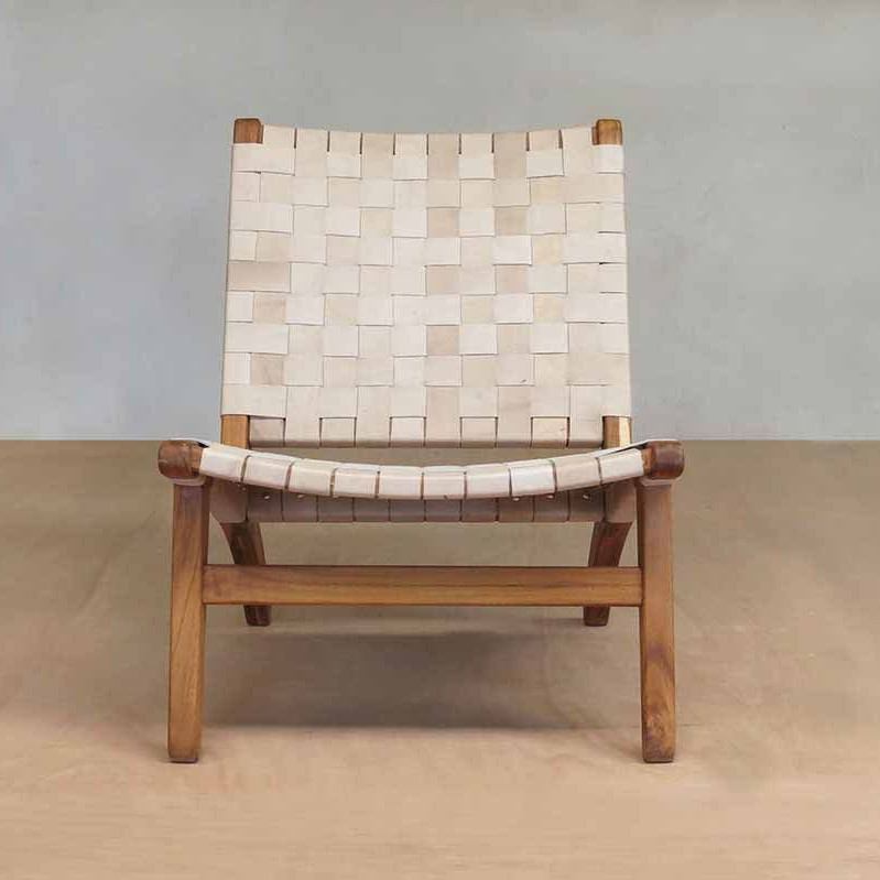 Masaya Lounge Chair - Natural Leather And Teak | Lounge Chairs | Modishstore - 2