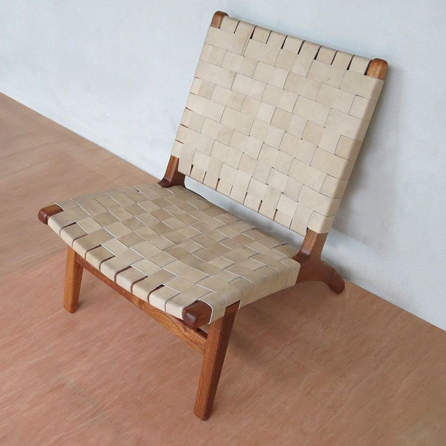 Masaya Lounge Chair - Natural Leather And Royal Mahogany | Lounge Chairs | Modishstore - 3