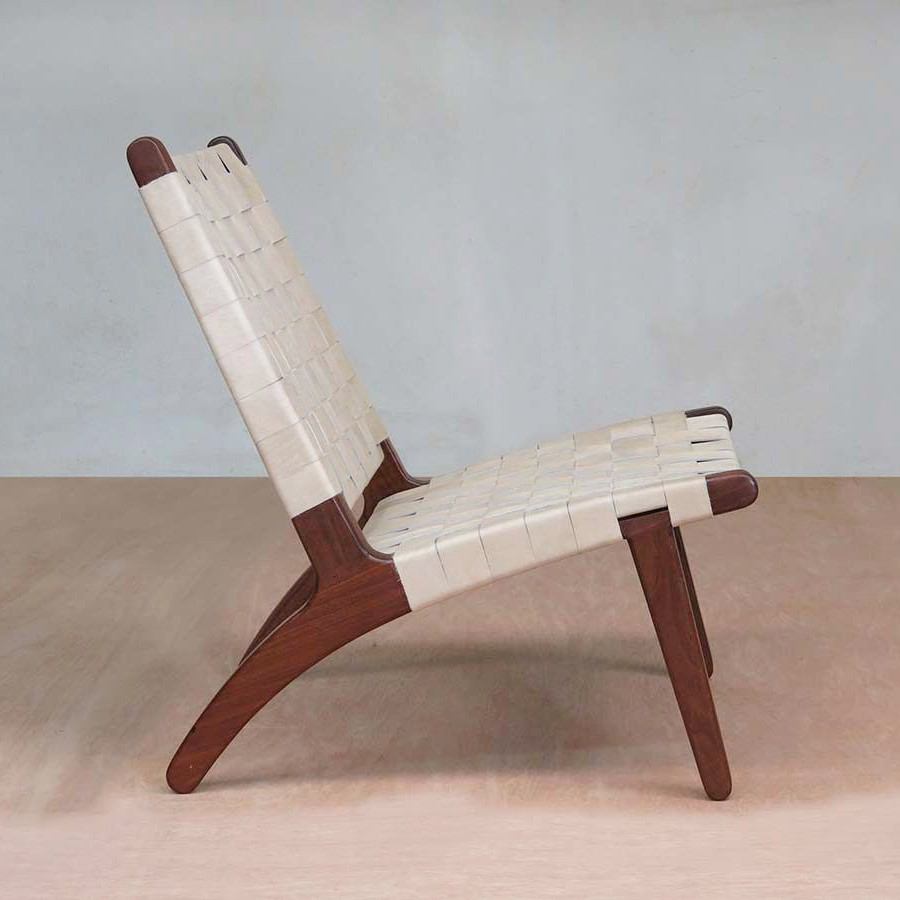 Masaya Lounge Chair - Natural Leather And Rosita Walnut | Lounge Chairs | Modishstore - 4