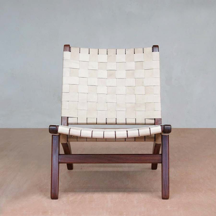 Masaya Lounge Chair - Natural Leather And Rosita Walnut | Lounge Chairs | Modishstore - 2