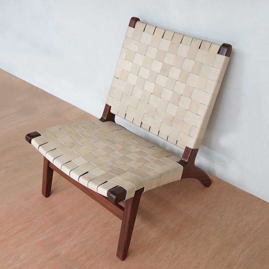 Masaya Lounge Chair - Natural Leather And Rosita Walnut | Lounge Chairs | Modishstore - 3